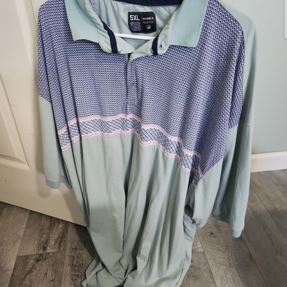 Aime Leon Dore Mint and Navy Polo Shirt